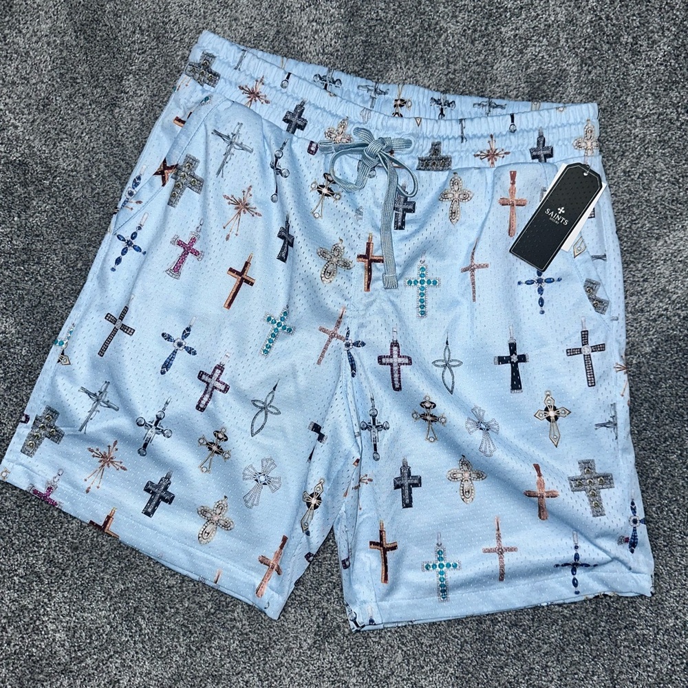 Men’s saint studio blue mesh shorts
